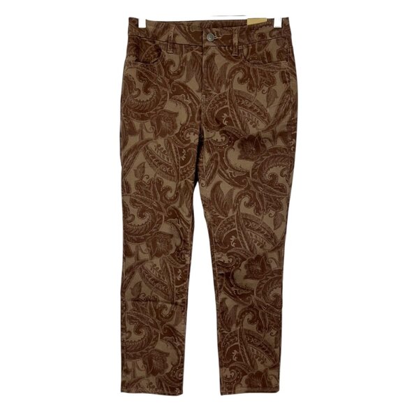 Chicos Womens Perfect Stretch Girlfriend Slim Ankle Jeans Brown Paisley size 2 - Picture 1 of 12